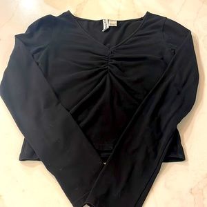 COTTON LONG SLEEVE CROPPED T SHIRT